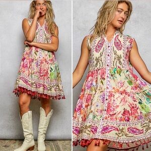 POL floral tassel dress